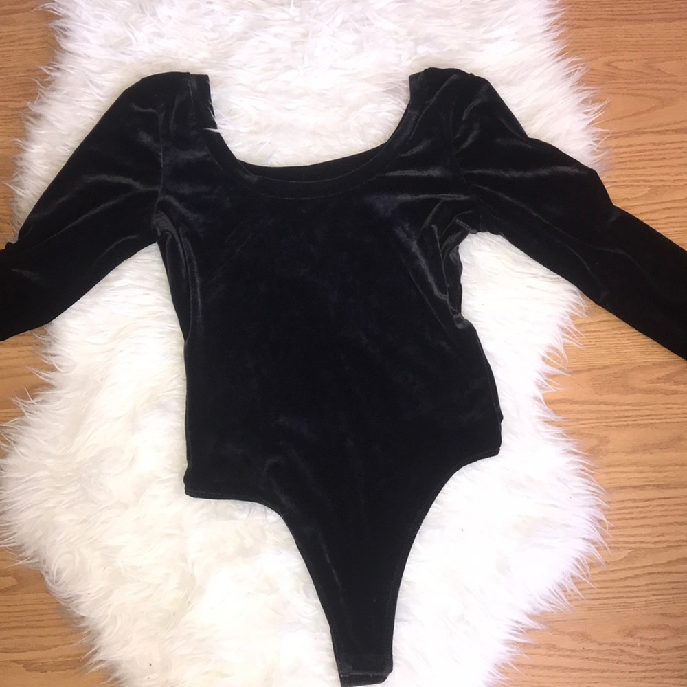 Black velvet bodysuit